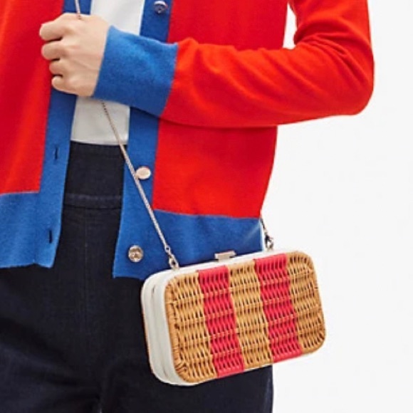 Authentic KATE SPADE Leather/Straw clutch/Crosby - Picture 5 of 16